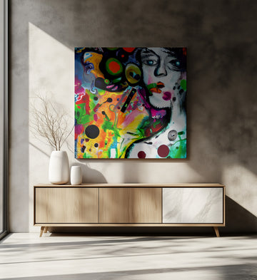 Vibrant Abstract Face | Canvas - Room Interior 2
