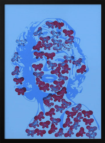Blue Marilyn Butterflies | Poster - Black Metal Frame Interior