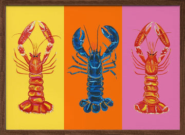 Colorful Pop Lobsters | Poster - Walnut Frame Interior