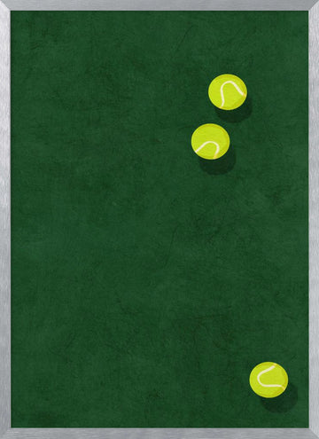 Green Court Tennis Balls | Poster - Silver Frame Interior