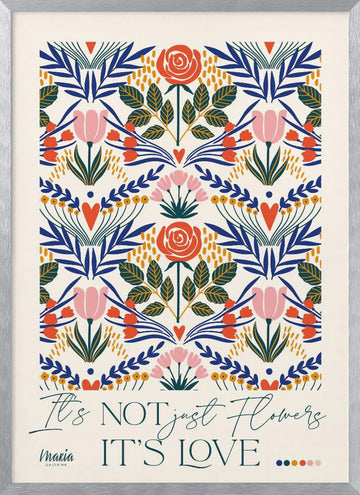 Vibrant Botanical Love | Poster - Silver Frame Interior