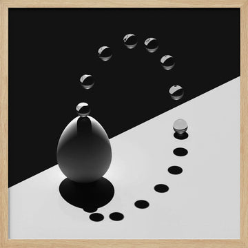 Abstract Spheres Curve | Poster - Wood Frame Interior