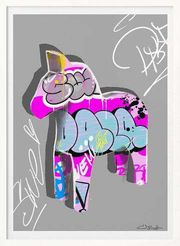 Graffiti Dala Horse | Poster - White Frame Interior