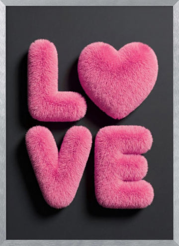 Pink Fluffy Love | Poster - Silver Frame Interior