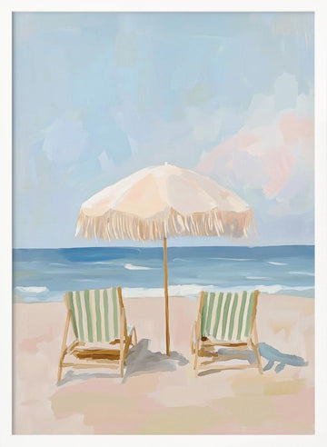 Serene Beach Day | Poster - White Frame Interior
