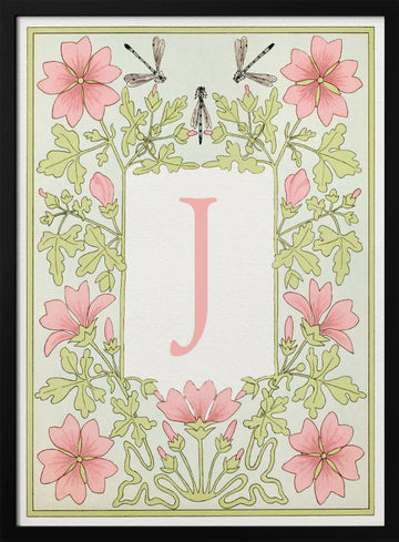 Art Nouveau Floral J | Poster - Black Metal Frame Interior