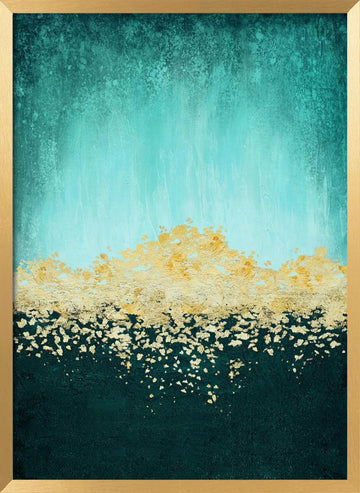 Golden Sea Glimmer | Poster - Gold Frame Interior