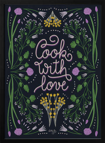Cook With Love Art Print | Poster - Black Metal Frame Interior