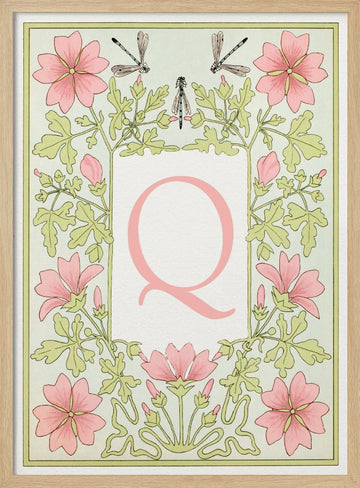 Botanical Letter Q | Poster - Wood Frame Interior