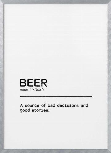Funny Beer Definition | Poster - Silver Frame Interior