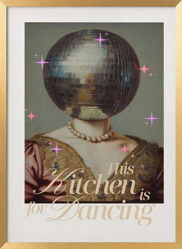 Glamorous Kitchen Dancing | Poster - Gold Frame Interior