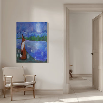 Moonlit Fox Dreams | Canvas - Room Interior 1