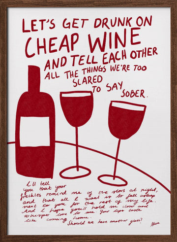 Cheap Wine | Poster - Walnut Frame Interior