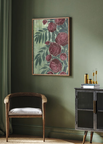 Dark Red Roses | Poster - Room Interior 2