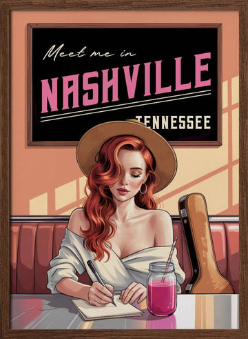 Nashville Songwriter Dreamer | Poster - Walnut Frame Interior