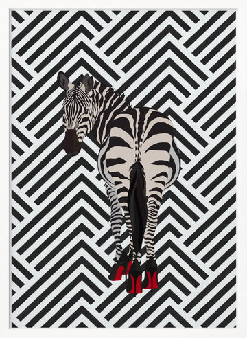 Zebra In Red Heels | Poster - White Frame Interior
