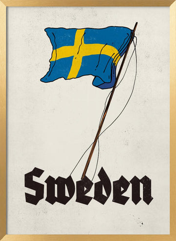 Vintage Sweden Flag | Poster - Gold Frame Interior