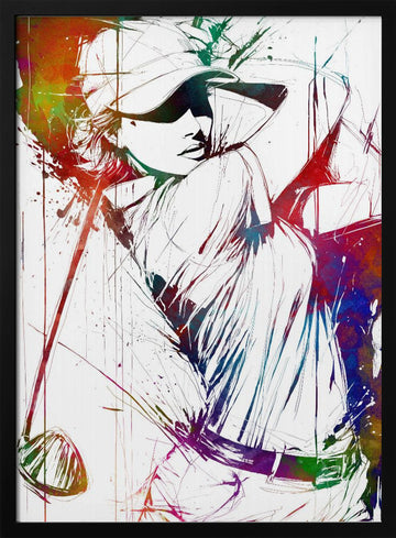 Colorful Golf Swing | Poster - Black Metal Frame Interior