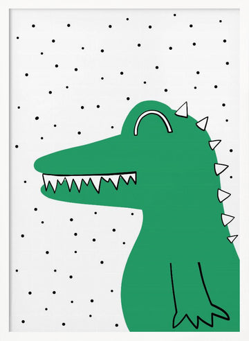 Smiling Green Crocodile | Poster - White Frame Interior