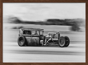 Rusty Hot Rod Racing | Poster - Walnut Frame Interior