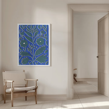 Vibrant Blue Botanicals | Canvas - Room Interior 1
