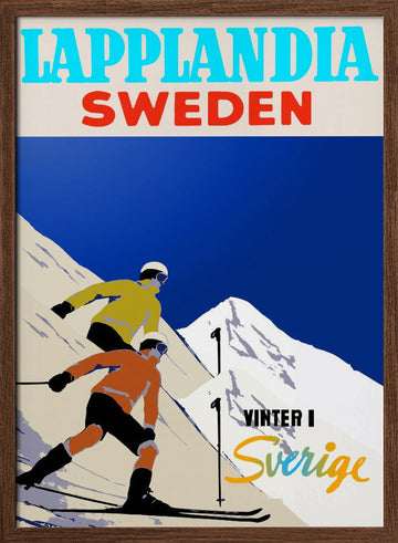 Retro Ski Adventure | Poster - Walnut Frame Interior