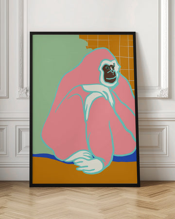 Thoughtful Pink Gorilla | Poster - Room Interior 1