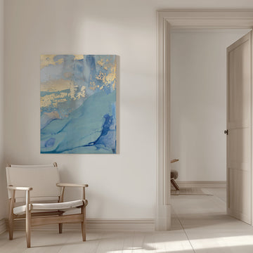 Golden Wavescape | Canvas - Room Interior 1