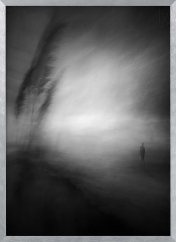 Lone Man Misty Horizon | Poster - Silver Frame Interior