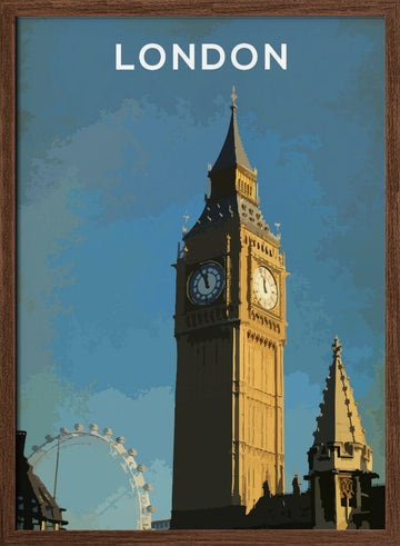 Big Ben London Eye | Poster - Walnut Frame Interior