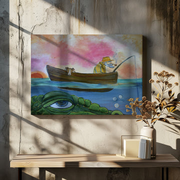 Fisherman Dog and Crocodile Eye | Canvas - Room Interior 2