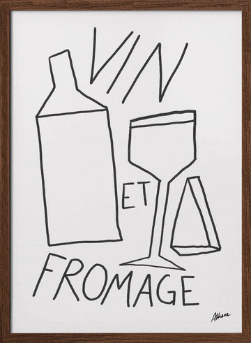 Vin et Fromage | Poster - Walnut Frame Interior