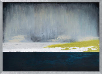 Rain Over Yellow Field | Poster - Silver Frame Interior