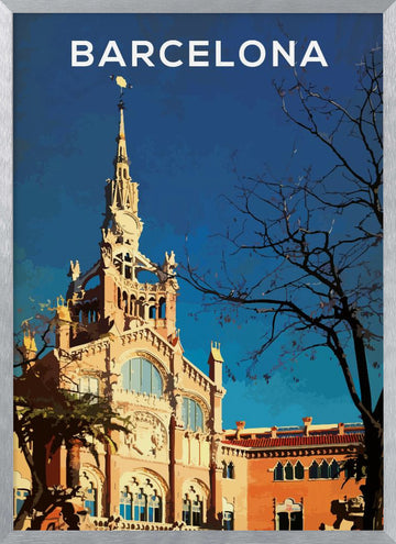 Barcelona Sant Pau Landmark | Poster - Silver Frame Interior