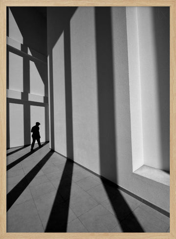 Solitary Man Shadows | Poster - Wood Frame Interior