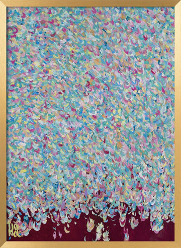 Joyful Petal Shower | Poster - Gold Frame Interior