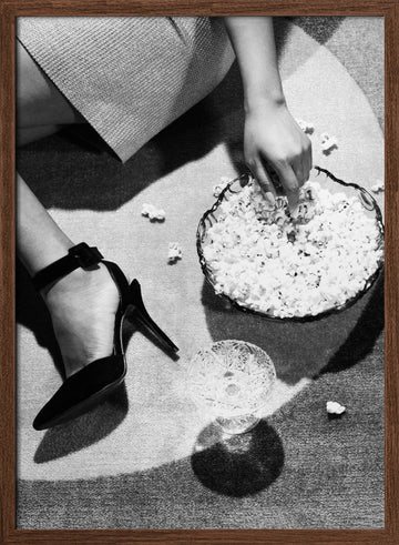 Popcorn and Heels | Poster - Walnut Frame Interior