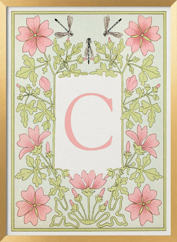 Botanical Initial C | Poster - Gold Frame Interior