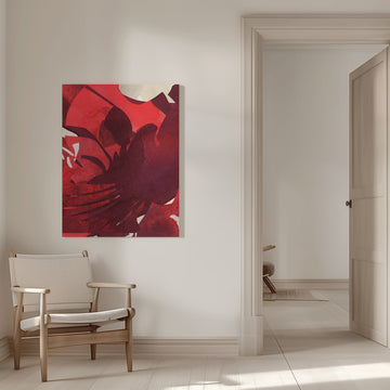Vibrant Crimson Petals | Canvas - Room Interior 1