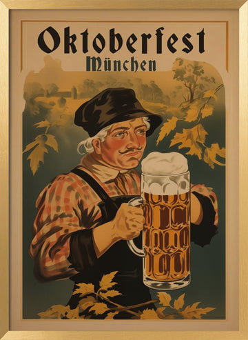 Oktoberfest Bavarian Man | Poster - Gold Frame Interior