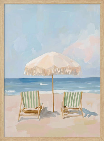 Serene Beach Day | Poster - Wood Frame Interior
