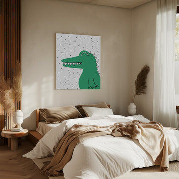 Smiling Green Crocodile | Canvas - Room Interior 2