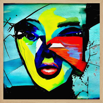 Vibrant Abstract Face | Poster - Wood Frame Interior