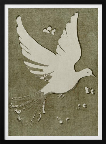 Peaceful White Dove | Poster - Black Metal Frame Interior