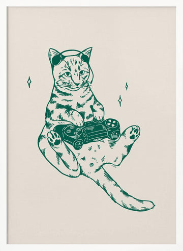 Gamer Cat Chill | Poster - White Frame Interior