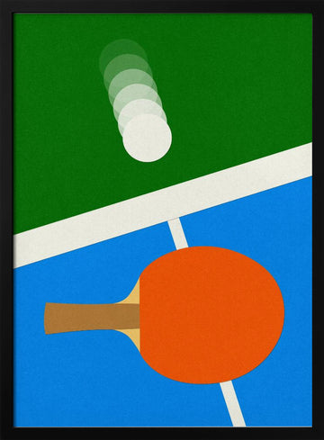 Table Tennis Action | Poster - Black Metal Frame Interior