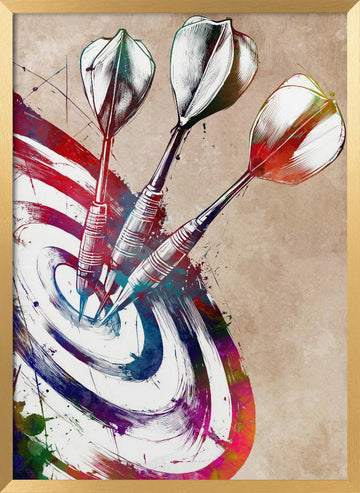 Vibrant Darts Target | Poster - Gold Frame Interior