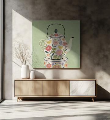 Sweet Teapot Garden Birds | Canvas - Room Interior 2