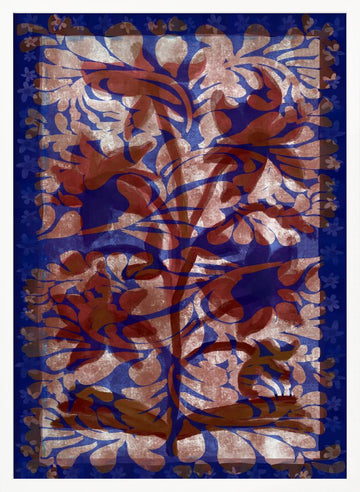Blue Botanical Flourish | Poster - White Frame Interior