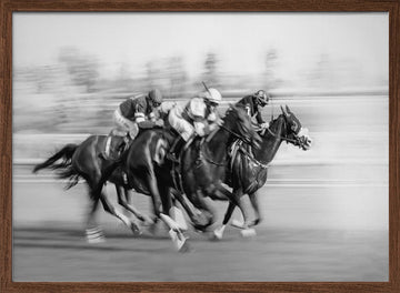 Galloping Racehorses | Poster - Walnut Frame Interior